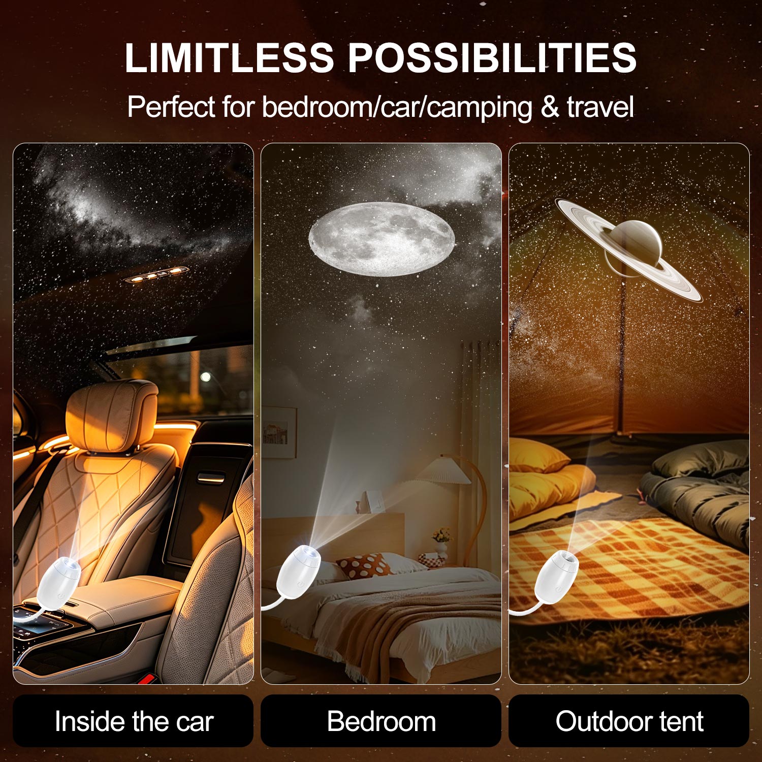 USB Galaxy Star Projector – Portable Starry Sky Night Light for Bedroom, Car &amp; Gifts